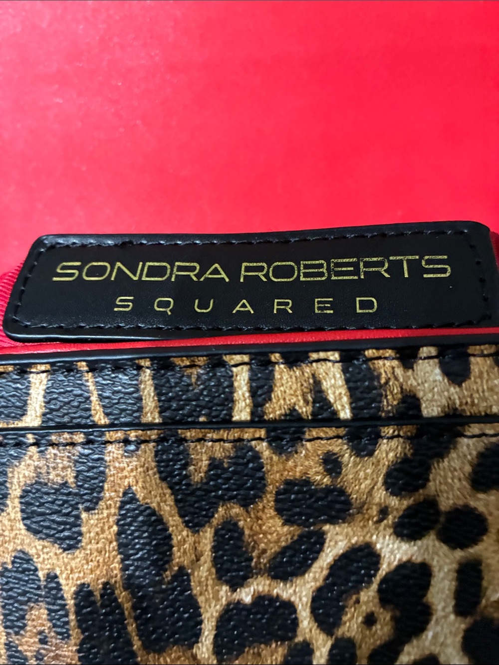 Sondra Roberts Leopard Print Cosmetic Pouch with Black Trim
